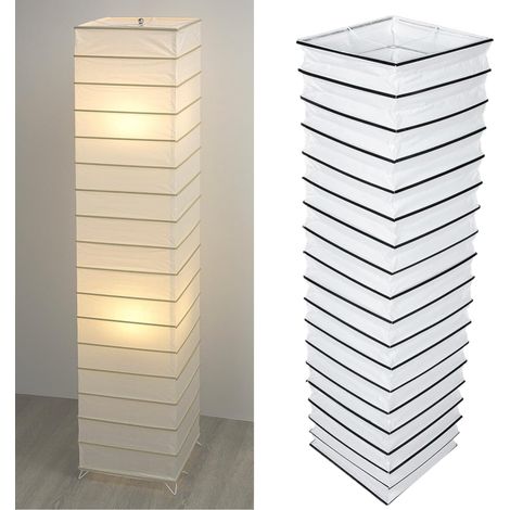 Abat-Jour en Papier pour Lampes sur Pied 125 CM Abat-jour de Rechange pour Chambre à Coucher Salon Housse de Lampe de Table en Bois Sol-Abat-Jour de Colonne Blanc pour Chambre Hôtel Bureau (1/5)