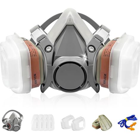 Dust Mask with Filters, Reusable Respiratory Protection Masks, 6200 Gas Mask for Painting, Working, Chemical, Sanding, Graffiti (1/5)