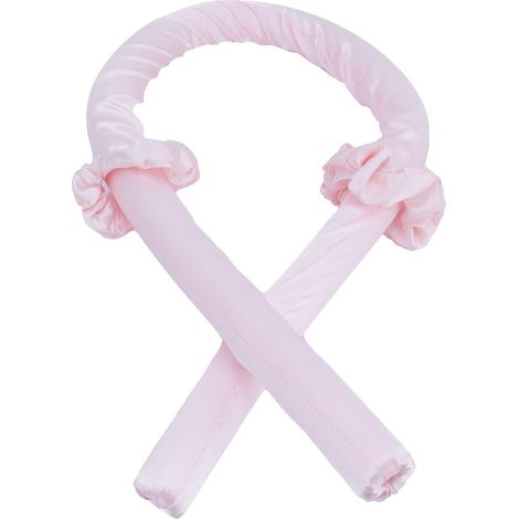 Rouleau de fer à friser sans chaleur en mousse, bandeau avec pince à cheveux, rose