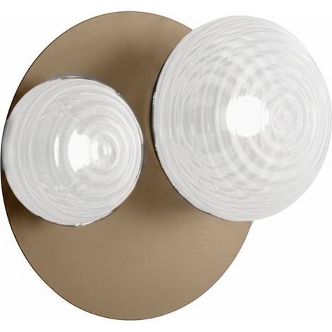 Plafonnier moderne en verre soufflé et métal peint Tondo 2 - Or (1/2)