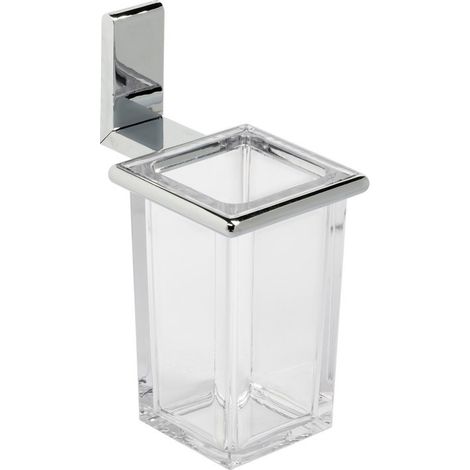 Porta Spazzolini da Muro Bagno Moderno Trasparente Acciaio Ella (1/4)