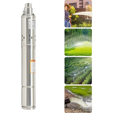 Pompe de forage submersible 500 W – 220 V – pompe inox pour eau sableuse – débit 2 m³/h – hauteur 100 m