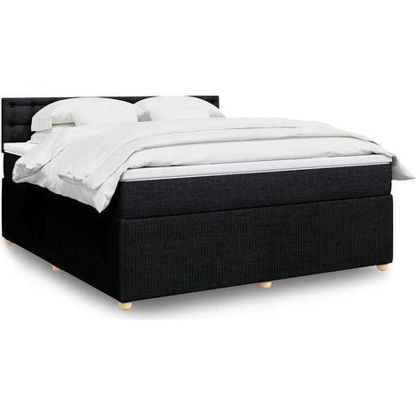 Boxspringbett mit Matratze Schwarz 180x200 cm Stoff