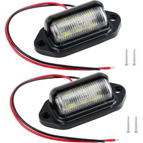 LED Éclairage Plaque Immatriculation Auto Universelle, 2 Pièces Imperméable LED Feux Arrière Lampe 12V-24V, pour Camions, Camionnette, Motos, Caravane, Remorques, SUV, Voiture
