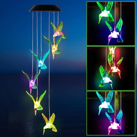 Carillon éolien solaire d'extérieur avec lumière solaire à changement de couleur-AquaForge (1/5)
