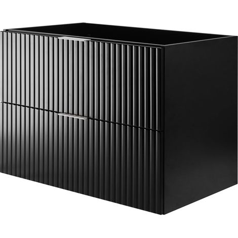 Mobile lavabo, Nero, 80 x 57 x 46 cm, maniglia argento, senza piano (1/5)
