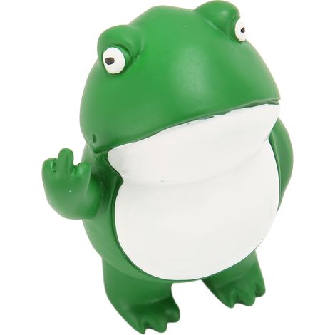 Mignonne statuette de grenouille verte faisant un doigt d'honneur, sculpture de grenouille pour la décoration de cour et de balcon. (1/5)