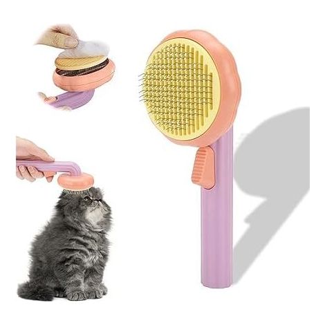 Purple, dog and cat brush, self-cleaning brush against dead hair for cats and dogs, suitable for dogs and cats with short and long hair MUMU