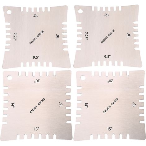 4 jauges de rayon de frette pour guitare permettant de mesurer le rayon de la touche avec les cordes (1/5)