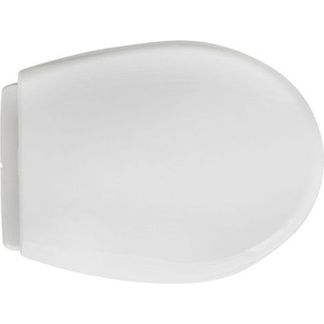 Abattant WC universel CR Vulcano en polypropyle'ne blanc complet avec charnie're de fixation a' barre horizontale en PVC 44-46,5x 36,5 cm dnea pour se'rie Viola (1/5)