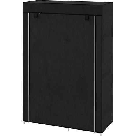 Armoire penderie multi-rangement - 6 étagères, 1 barre - non tissé noir (1/5)