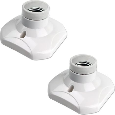 Douille de Plafonnier E27 à Vis pour Lampe Murale Intérieur, AC 230V, Support pour Ampoule LED, Base Plastique pour Plafond de Garage Atelier, Lot de 2 (1/5)