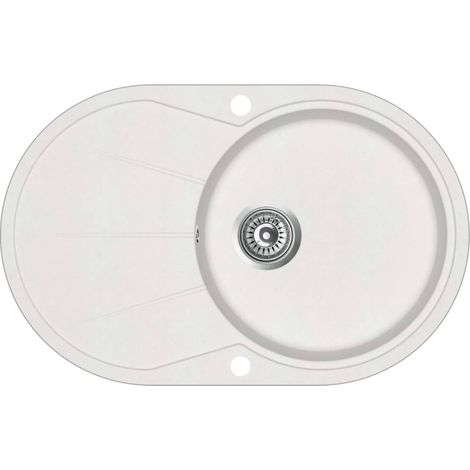 Lavello cucina lavabo singolo 78 x 50 cm ovale granito bianco 020002352