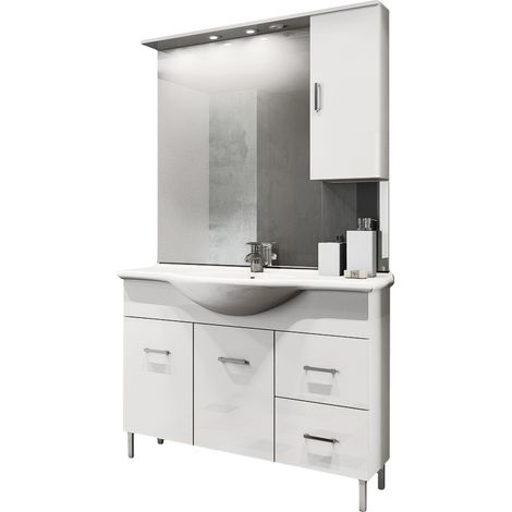 Mobile bagno bianco lucido venice cm 105 con lavabo e specchio (1/3)