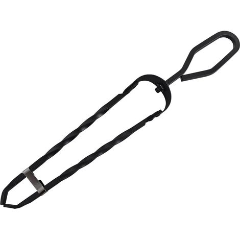 Pince à bois, fer forgé, 46 cm, pince pour bois et briquettes, pince à feu, cheminée, poêle, noire (1/5)