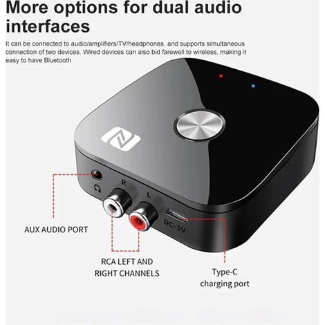 Bluetooth 5.3 NFC-Audioempfänger, Bluetooth-AUX-3,5-mm-Adapter