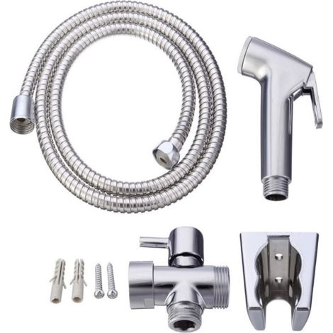 WC- und Bidet-Set mit Handbidet und Armatur aus Edelstahl