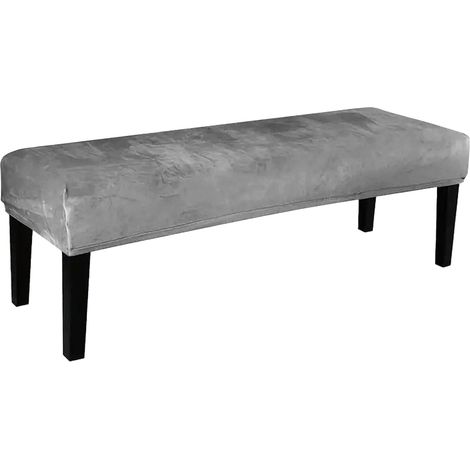 Housse de Banc de Salle à Manger, Doux Elasticité Banc avec Sangles de Fixation, Universel Housse de Coussin Amovible en Peluche, pour aux Salles de Banquet, Réunion (Gris Clair) (1/5)