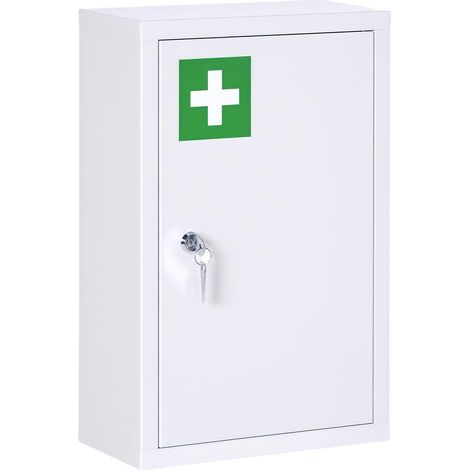 Sécurité Médicaments Armoire à Pharmacie Murale 3 Étagères Inox 30x14x46 cm avec 2 Clés pour Salle de Bain (1/5)