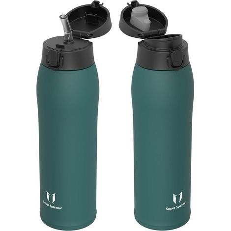 Trinkflasche Edelstahl Thermosflasche 500ml 750ml 950 ml M Dunkelgrün (1/5)