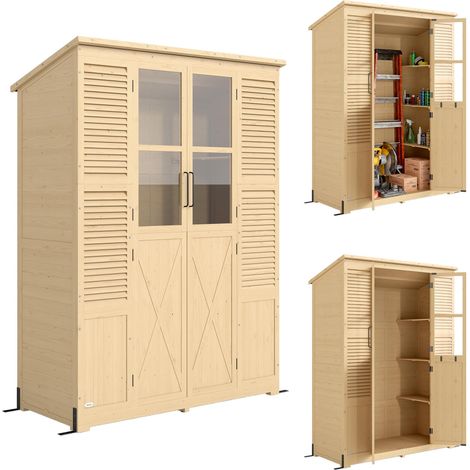 Abri de jardin accessible à pied avec plancher et 4 fenêtres, spacieux pour outils ou rangement extérieur. (1/4)