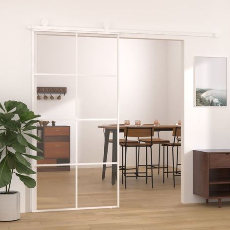 FIMEI Porte coulissante Verre ESG et aluminium 102,5x205 cm Blanc (1/5)
