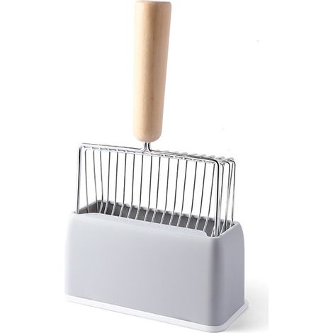 Pelle à litière en métal avec support, pelle à déjections pour chatons à tamisage rapide, support pour bacs à litière. (1/5)