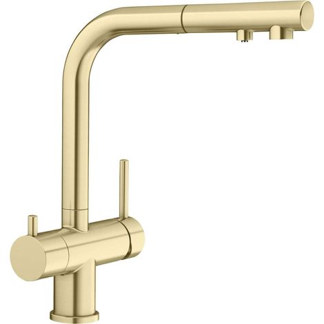 Blanco Fontas S II - Spültischarmatur mit ausziehbarem Auslauf und mit Filterfunktion, Satingold 526694 (1/5)