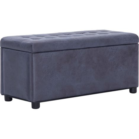 Pouf de rangement 87,5cm Gris Similicuir daim (1/5)