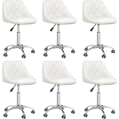 Chaises pivotantes à manger lot de 6 blanc similicuir (1/5)
