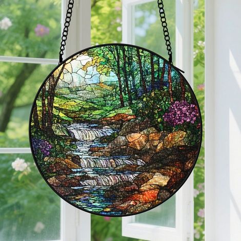 Suspension en vitrail, attrape-soleil minimaliste coloré, décoration maison fenêtre, cadeau Fête des Mères, Noël pour femme, homme, famille 12,5 cm (1/5)