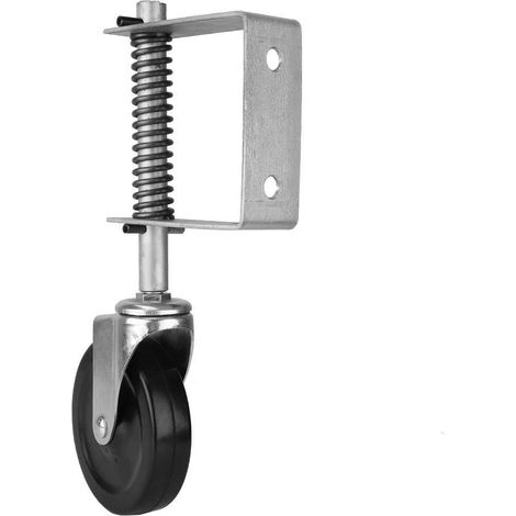 Roulette de portail en caoutchouc 10,2 cm avec ressort et pivotante, très résistante, capacité de charge de 99,8 kg (1/5)