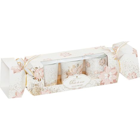 Set de 3 Bougies parfumées dans photophore en verre 135G Perles de Rose - Feeric Christmas (1/4)