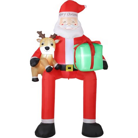 Outsunny 9.3ft Giant Christmas Inflatable Hanging Santa Claus w/ Reindeer (1/5)