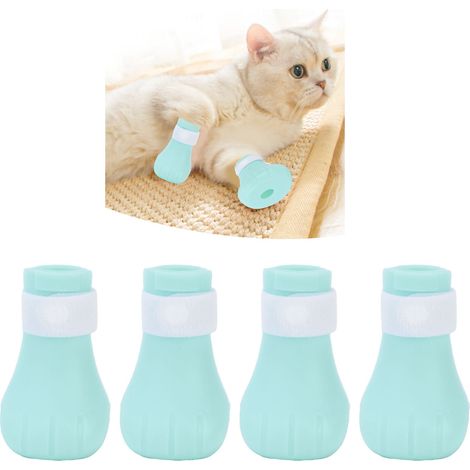 Lot de 4 protège-pattes de bain en silicone anti-griffures pour chats, accessoires pour le bain (vert) (1/5)