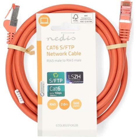 Nedis CAT6-Netzwerkkabel / RJ45 Stecker / RJ45 Stecker / S/FTP / 2.00 m / Rund / LSZH / Orange / Label