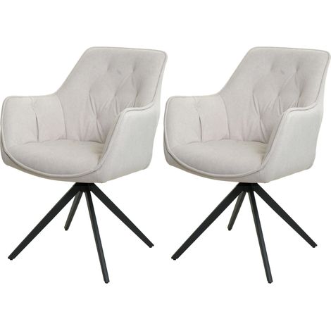 [NUNCA USADO] Juego de 2 sillas de comedor HHG-503, silla de cocina silla tapizada con reposabrazos, giratoria, metal tela/textil, crema-beige (1/5)