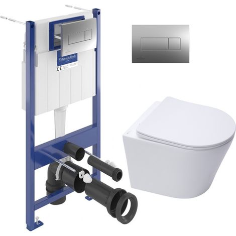 ViConnect Pro S Pack Villeroy & Boch WC da incasso + Swiss Aqua Technologies WC senza flangia + sedile + placca (VCNINFI2CHDE)