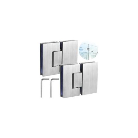 Set di 2 cerniere per porta doccia in vetro senza telaio a 180 gradi per vetro da 8 mm a 12 mm, cerniere per bagno resistenti in acciaio inossidabile (90x55x9 mm) - Crezuo