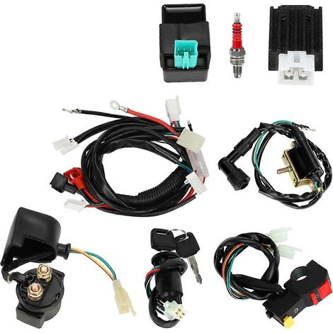 Faisceau de câblage électrique pour mini-moto, compatible avec les moteurs 4 temps 50cc, 70cc, 90cc et 110cc (SSR 70, 4 pièces).