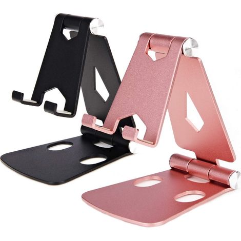 2-Pack Phone Holder for Angle Height Adjustable Desktop Sturdy Aluminum Metal Phone Holder for iPhone, Ipad, Mobile Phone, All Android Smartphones, Desktop (1/5)