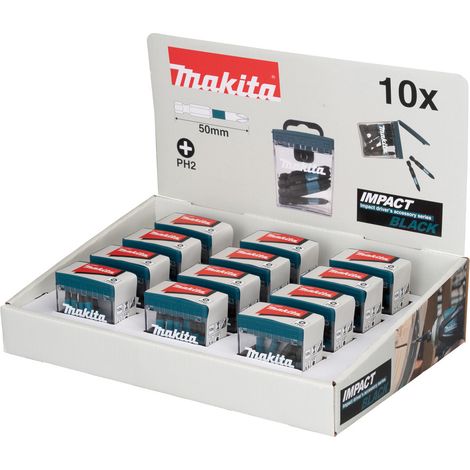 E-12407-12 Punta Impact Black, PH2, 50 mm, 10 pz x 12 Set