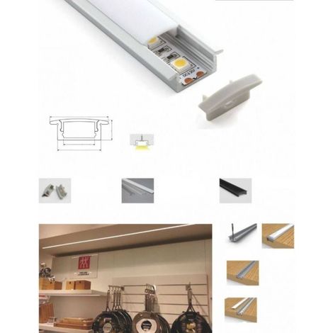 Perfil De Aluminio Empotrable 23x8mm Para Tira LED - Blanco Mate