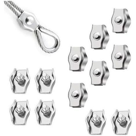 Pair Lntyq 12 Pièces Pince Câble Métallique M3 Serre-câbles en Acier Inoxydable Simplex Serre Cable Acier pour Les Chantiers de Construction et Les Navires (1/5)