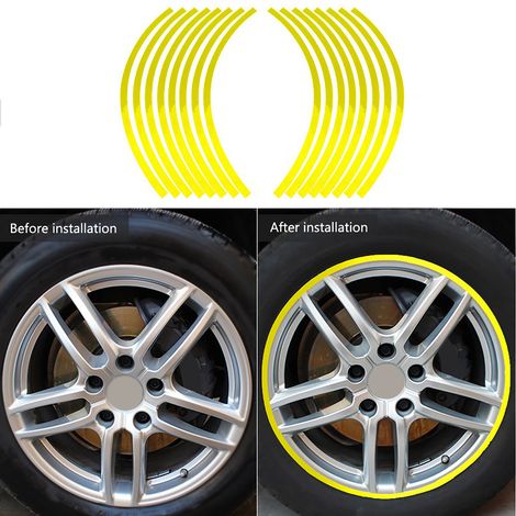 Bande adhésive réfléchissante universelle pour jantes de voiture et moto, film décoratif, 6 couleurs, jaune fluorescent (1/5)