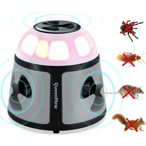(Grau) Ultraschall-Maus- und Rattenabwehrgerät (360°) mit LED-Licht, zum Einstecken, gegen Nagetiere (1/5)
