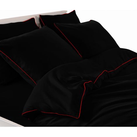 LITERIE EN COTON BASIC 160x200 NOIR (1/4)