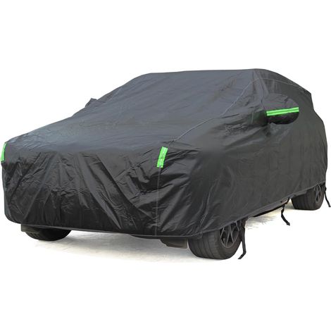 Bâche Voiture Extérieur Étanche Noir Respirante Doublure en Coton Taille YM pour SUV 465x180x168cm (1/5)
