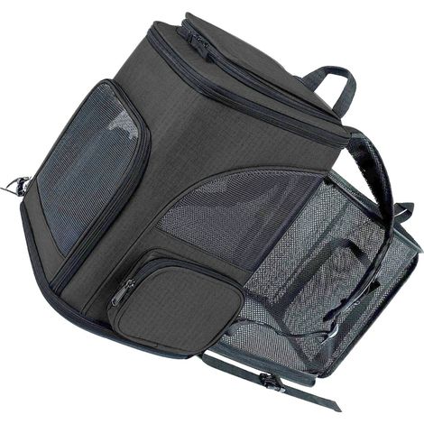 Sac à dos de transport extensible pour chiens et chats, respirant et pliable, pour animaux de petite et moyenne taille jusqu'à 8 kg (noir) (1/5)