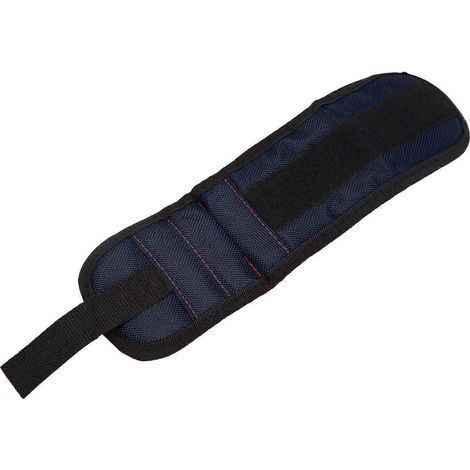 Bracelet magnétique étanche pour outils, avec 2 aimants pour maintenir vis, clous et forets (bleu). (1/5)